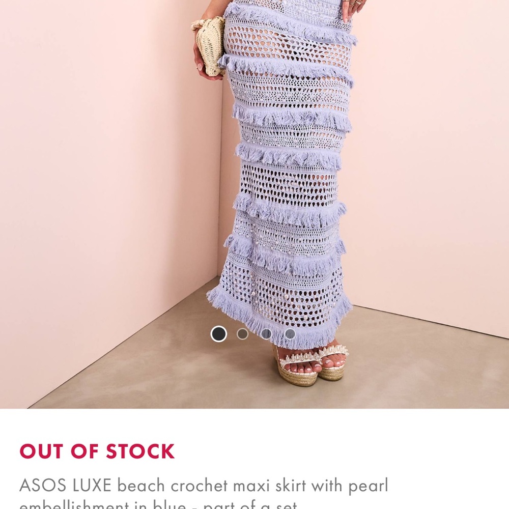 ASOS LUXE Blue Crochet Maxi Skirt (US 14)
